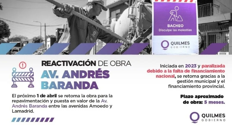 Importante obra se reanuda en Quilmes Oeste: los detalles