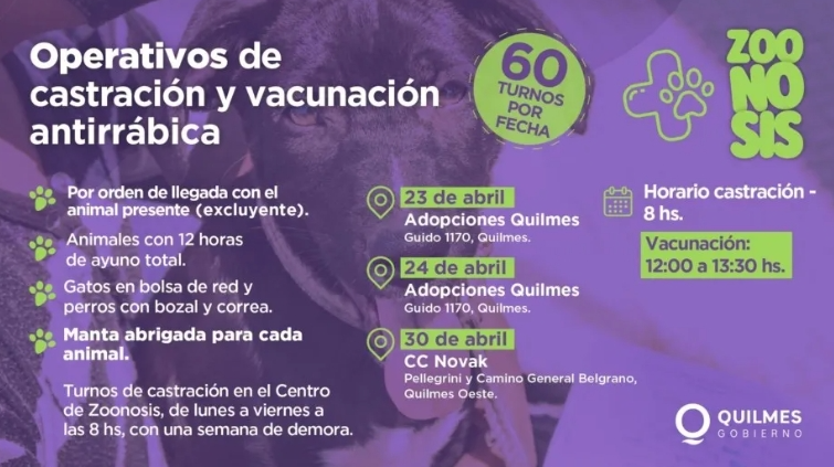 Nuevos operativos de Zoonosis en Quilmes: dónde y cuándo